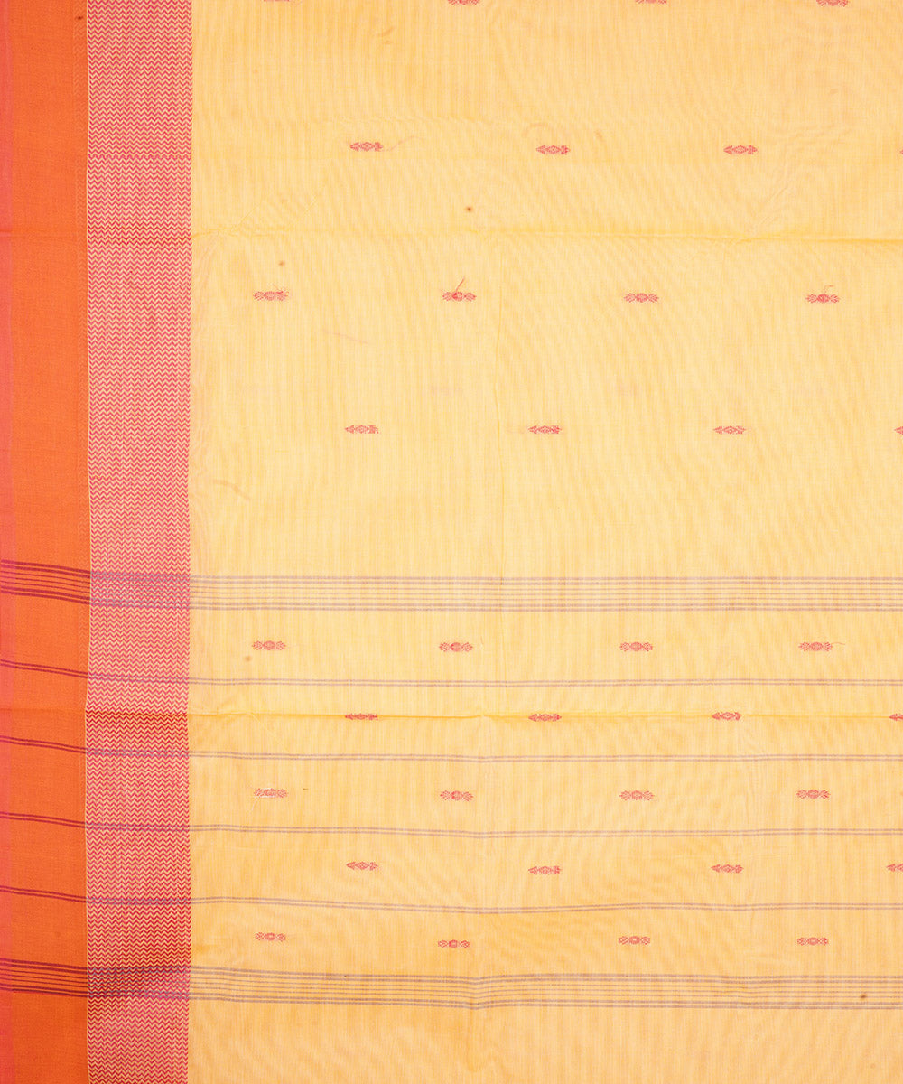 Cream orange border cotton venkatagiri handloom saree