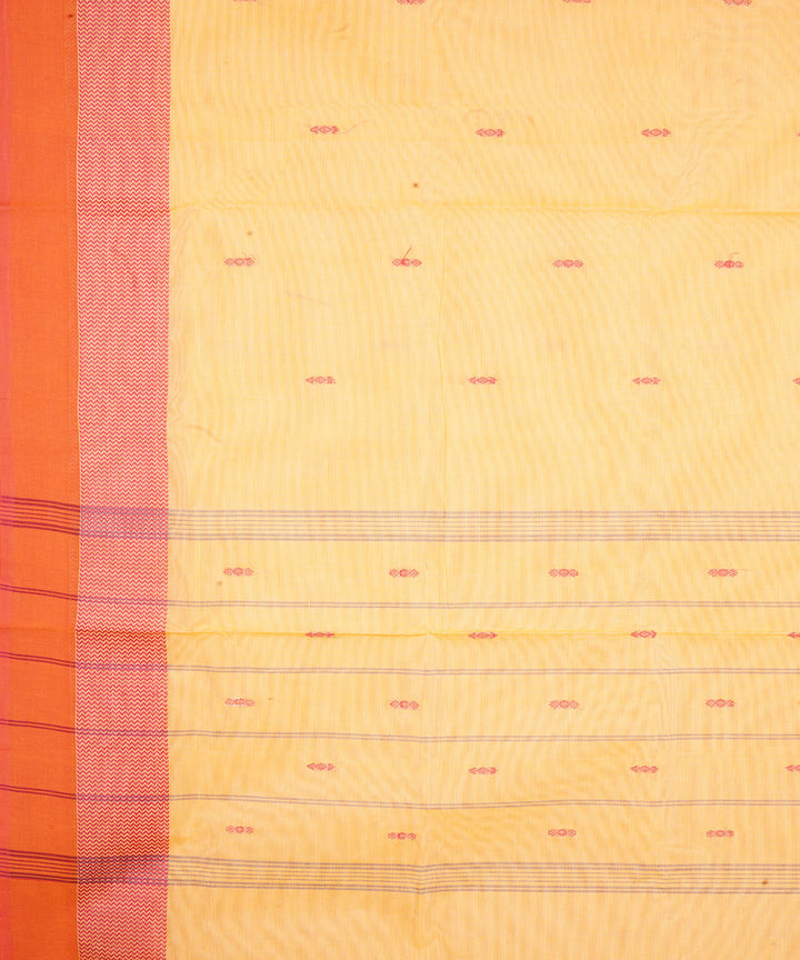 Cream orange border cotton venkatagiri handloom saree