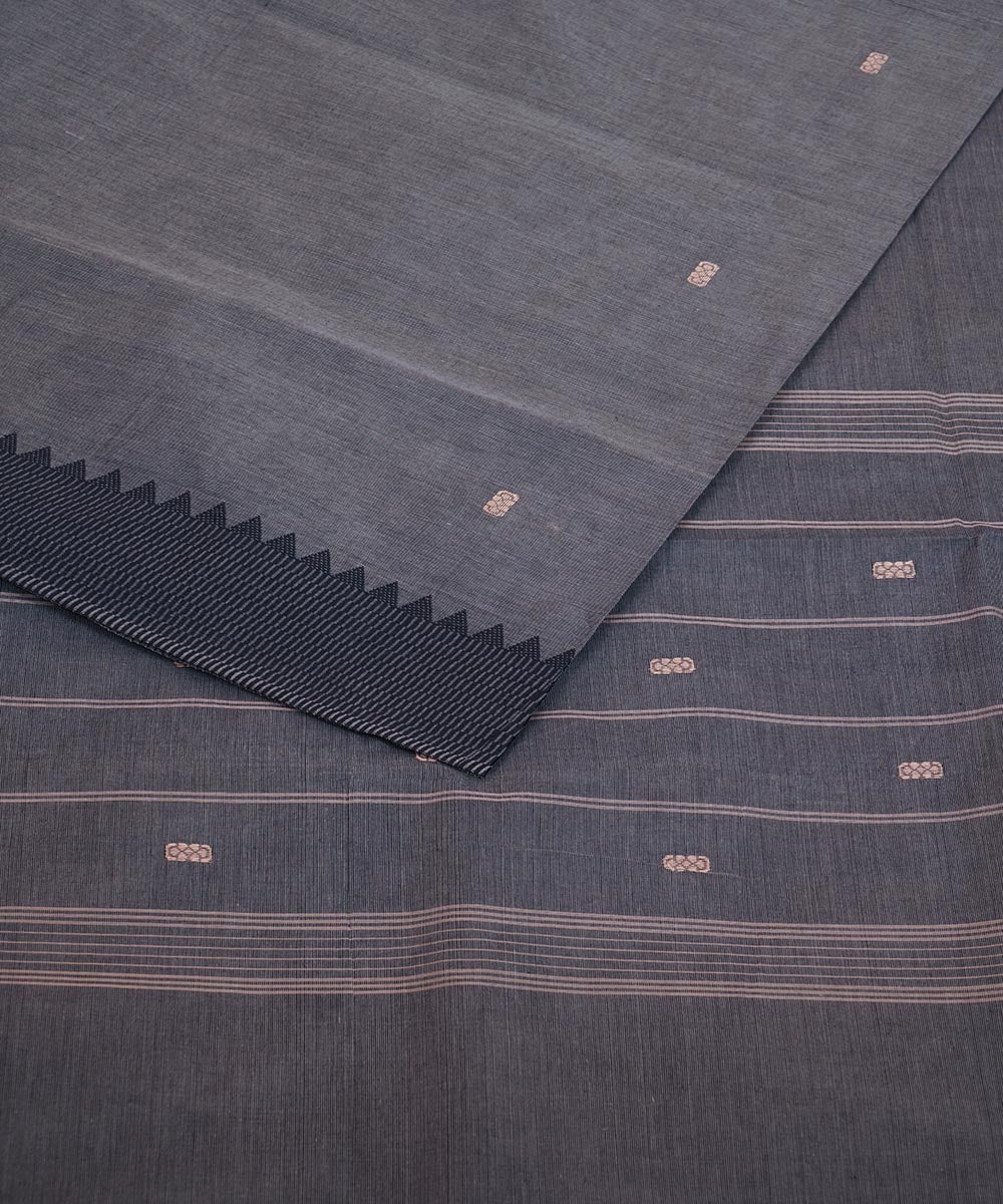 Grey with white buti cotton venkatagiri handloom saree
