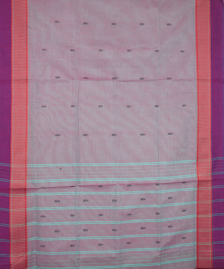 Grey multi color border cotton venkatagiri handloom saree