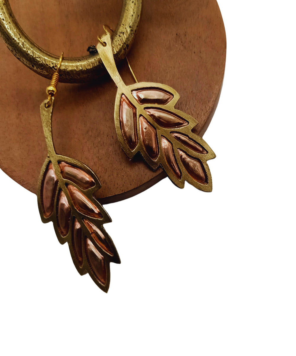 Rust golden handmade copper brass earring