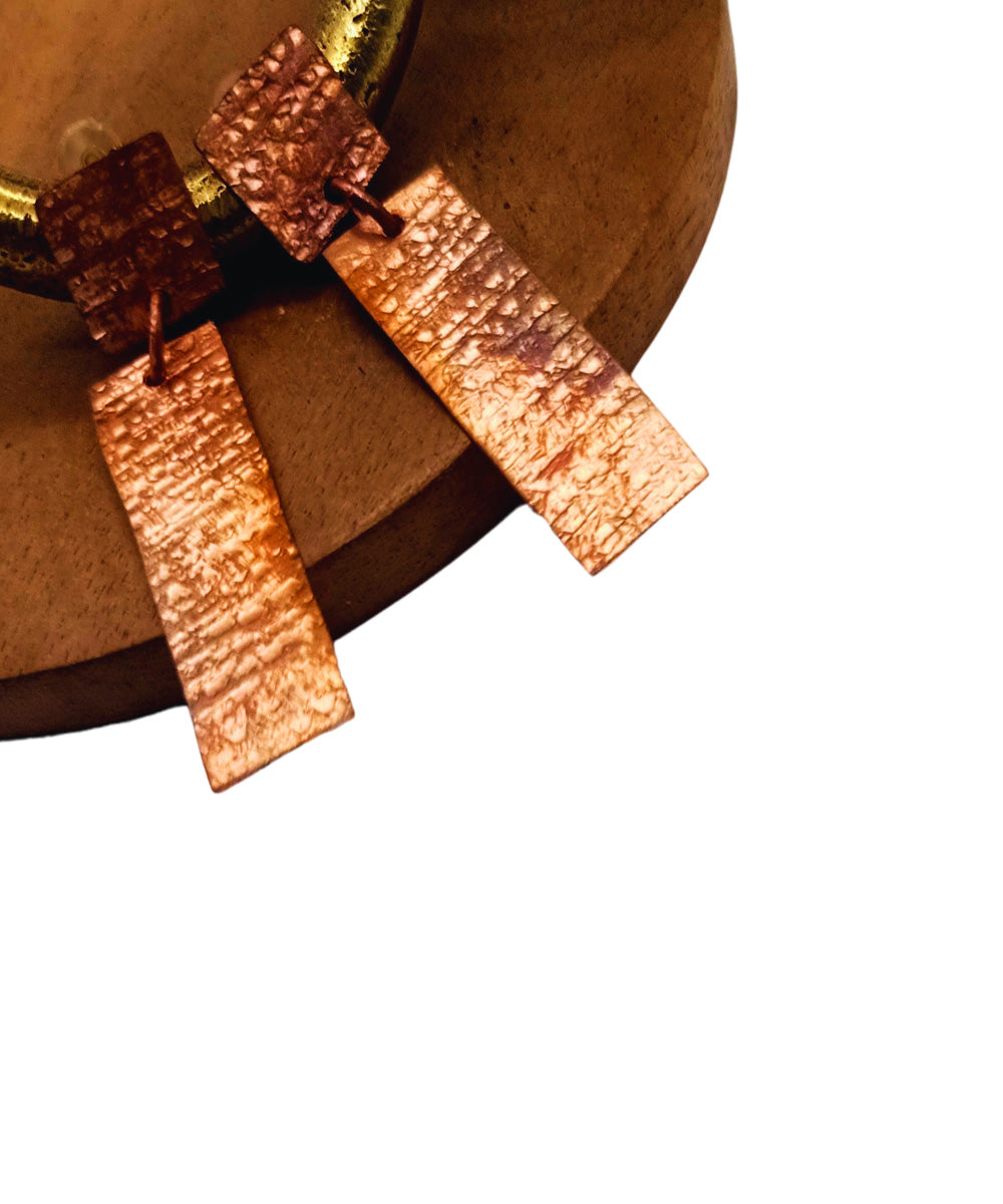 Rust copper hand crafted earring