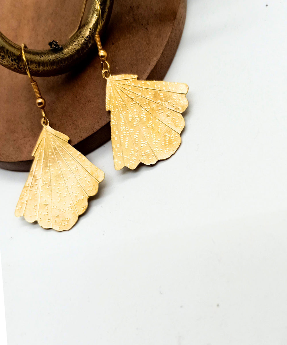 Handmade golden brass earring