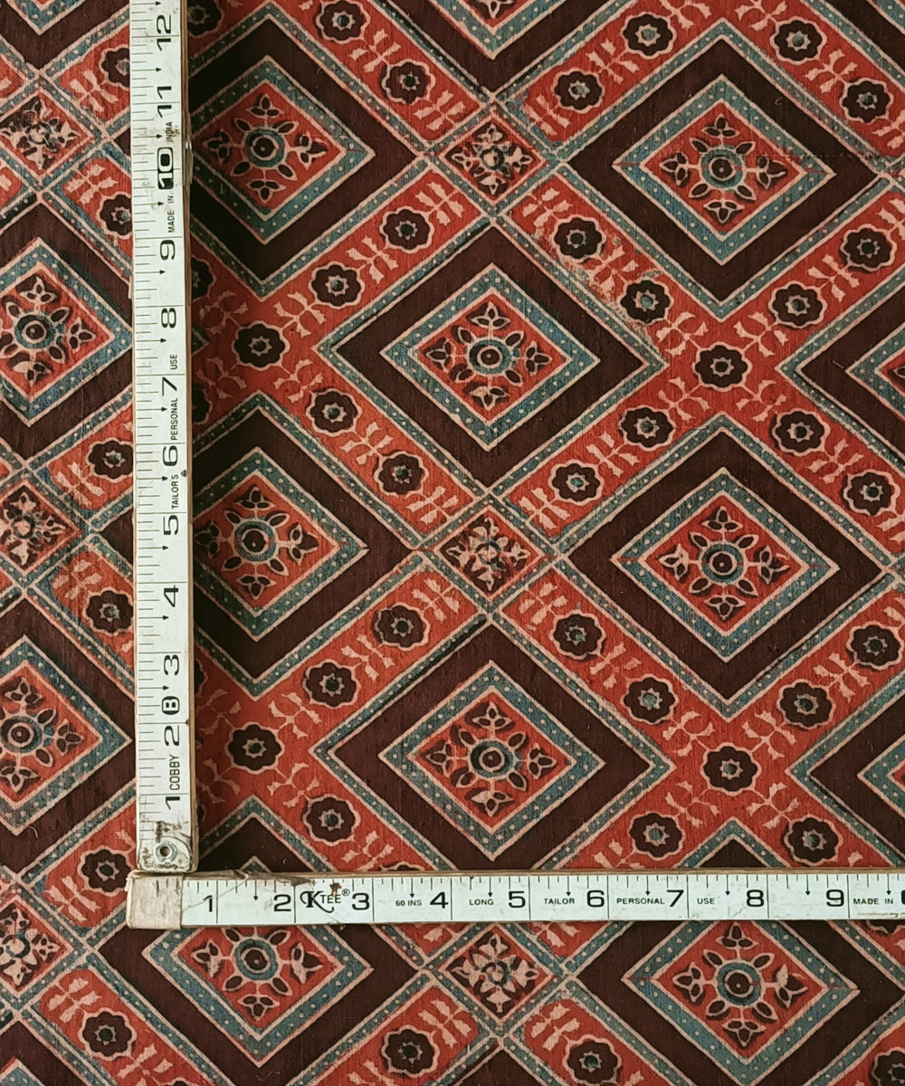 2.5m red coffee handspun handwoven cotton ajrakh kurta material