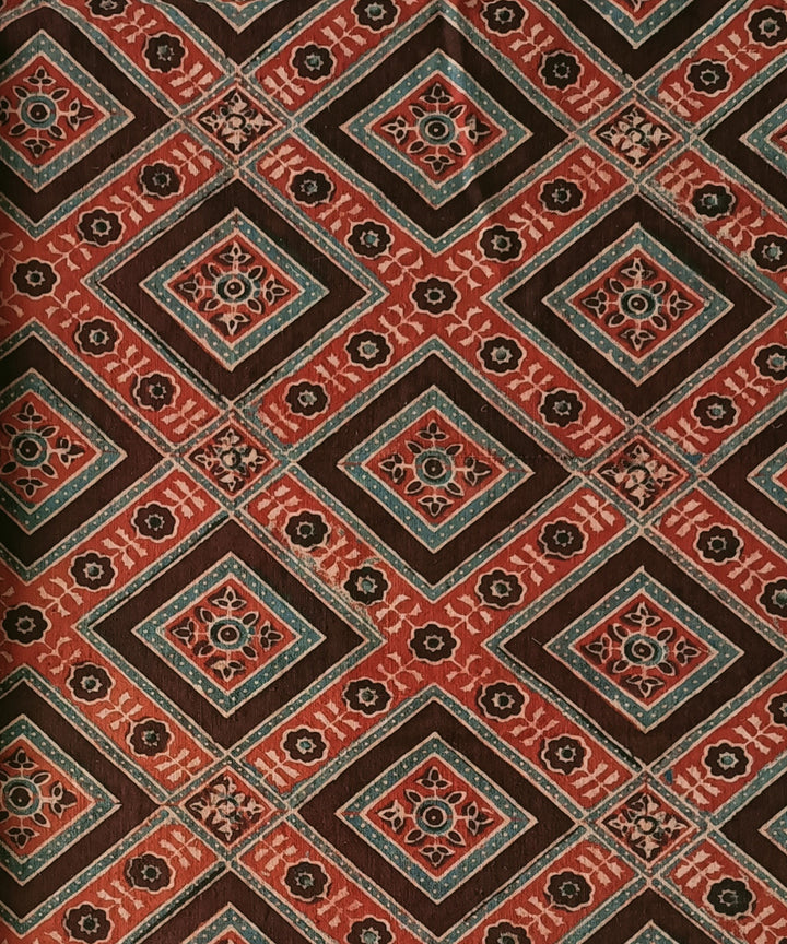 2.5m red coffee handspun handwoven cotton ajrakh kurta material