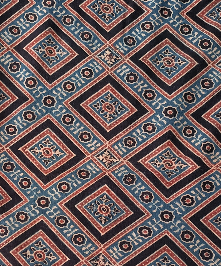 2.5m blue red black handspun handwoven ajrakh cotton kurta material