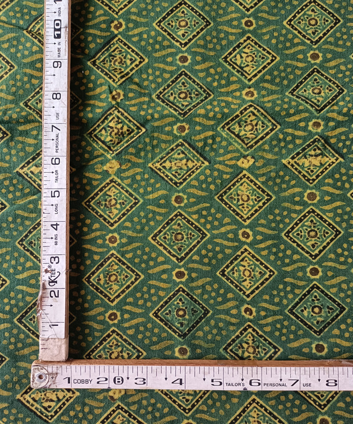 2.5m green yellow handspun handwoven ajrakh cotton kurta material