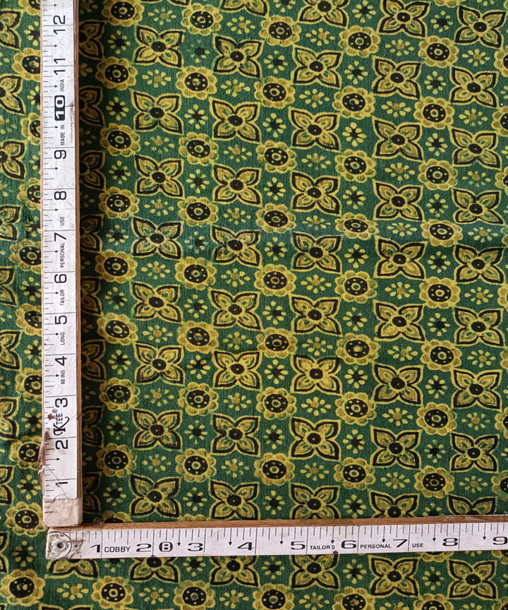 2.5m green yellow ajrakh handspun handloom cotton kurta material