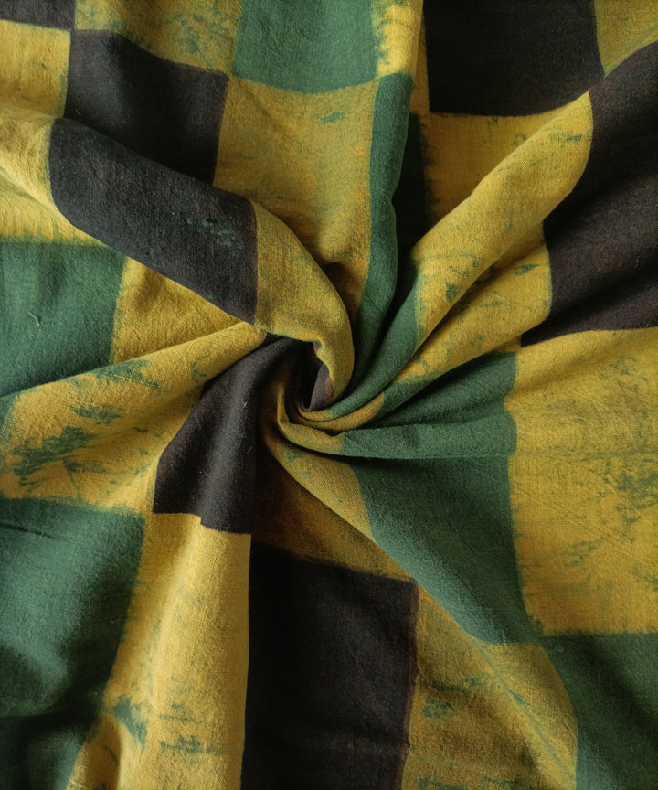 2.5m green black yellow handspun handwoven ajrakh kurta material