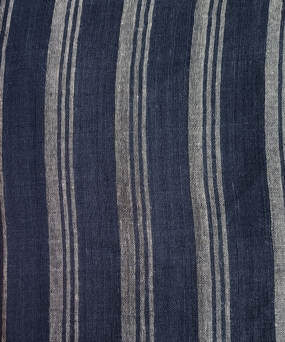 2.5m indigo grey stripes handspun handloom cotton kurta material