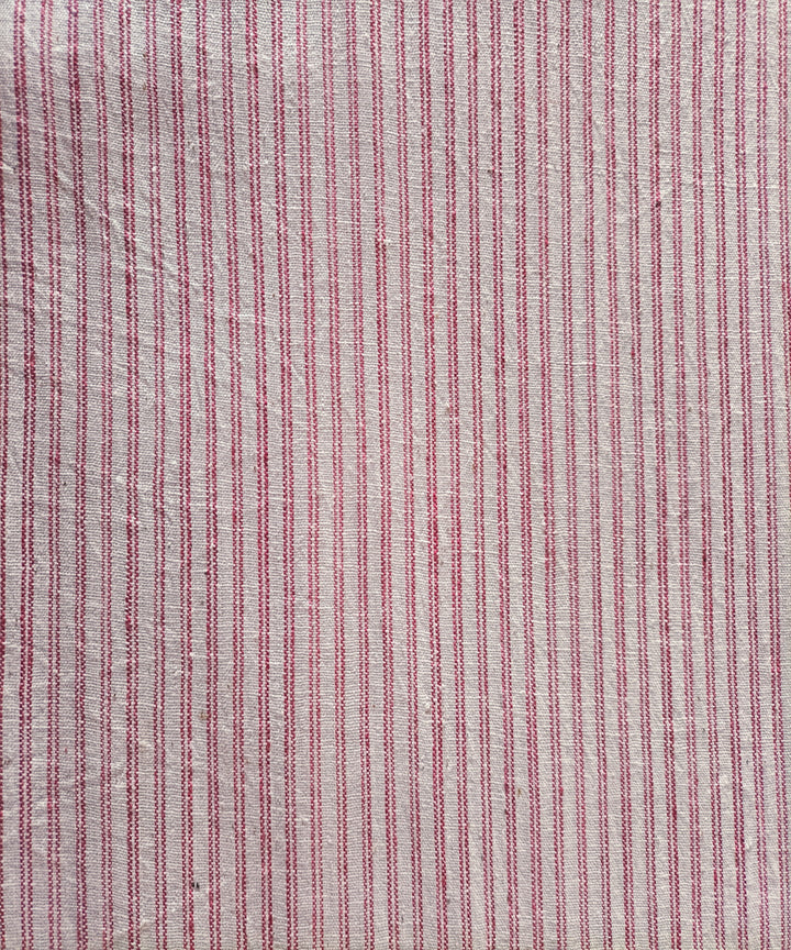 2.5m white pink handspun handloom stripe cotton kurta material