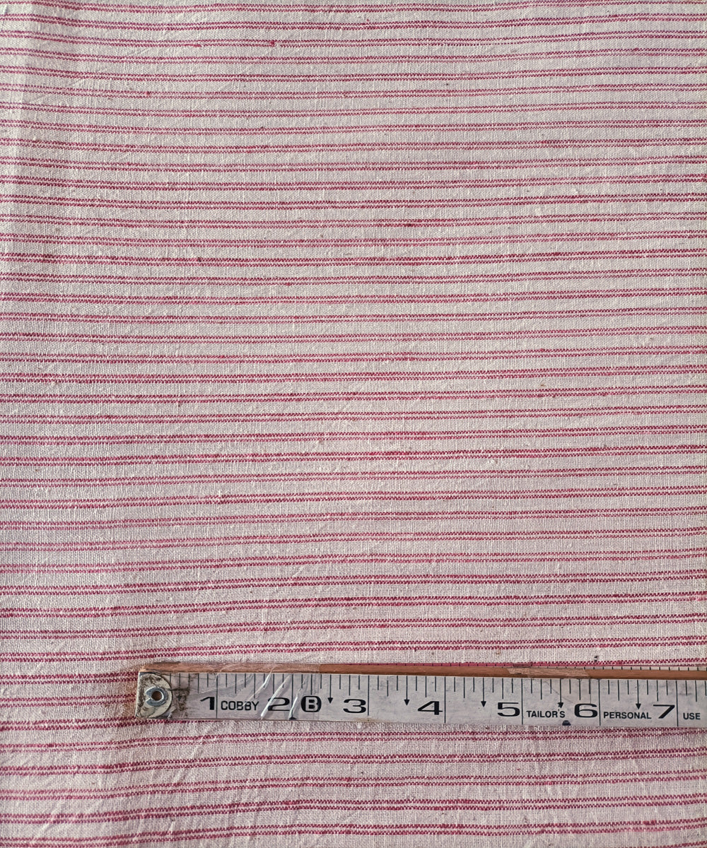 2.5m white pink handspun handloom stripe cotton kurta material
