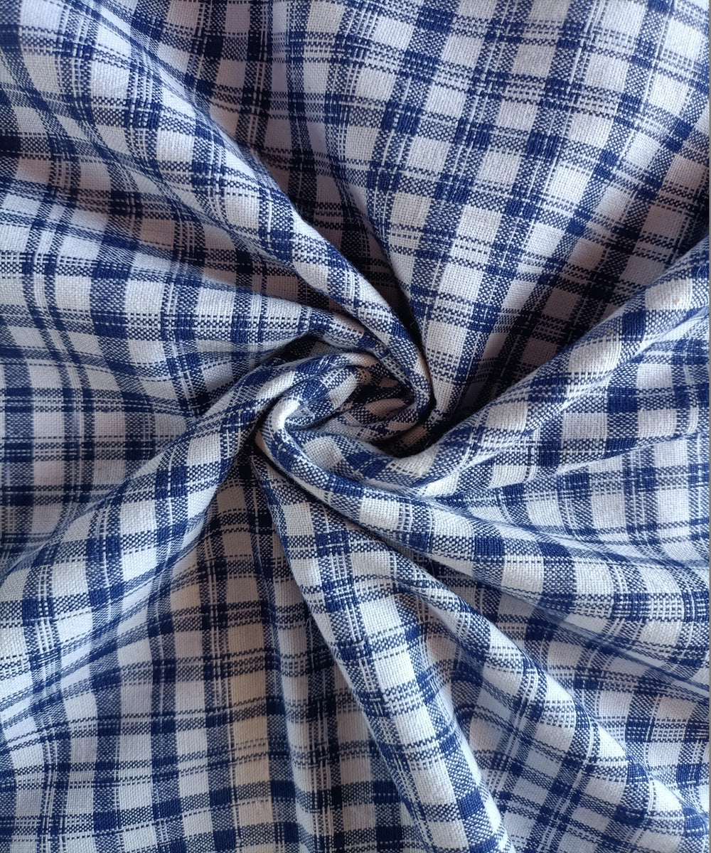 2.5m white blue handspun handloom checks cotton kurta material