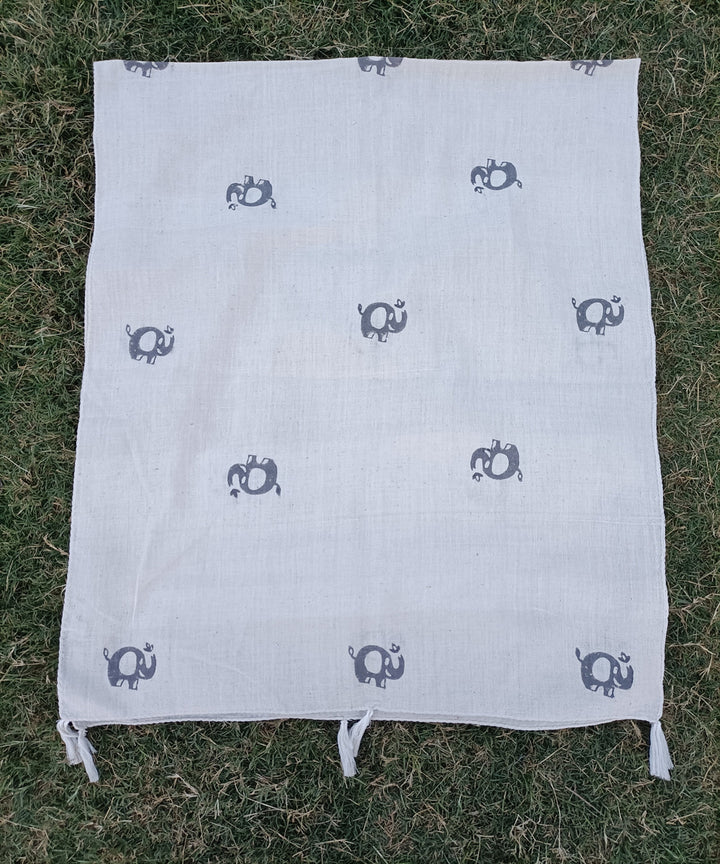 Offwhite handspun cotton handblock printed stole