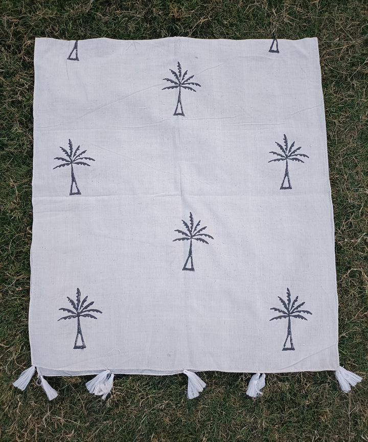 Offwhite cotton handspun handblock printed stole