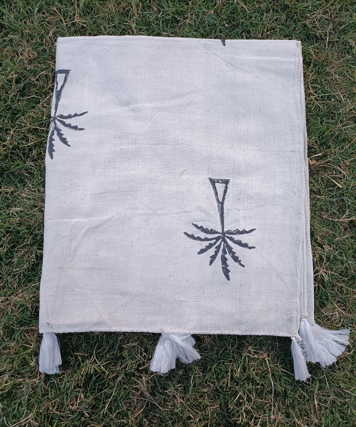 Offwhite cotton handspun handblock printed stole