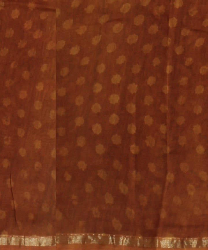 Mustard black block print cotton silk chanderi saree