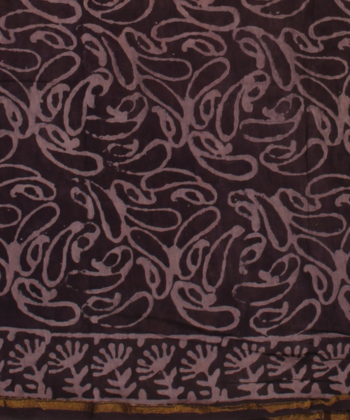 Black red cotton silk chanderi block print saree