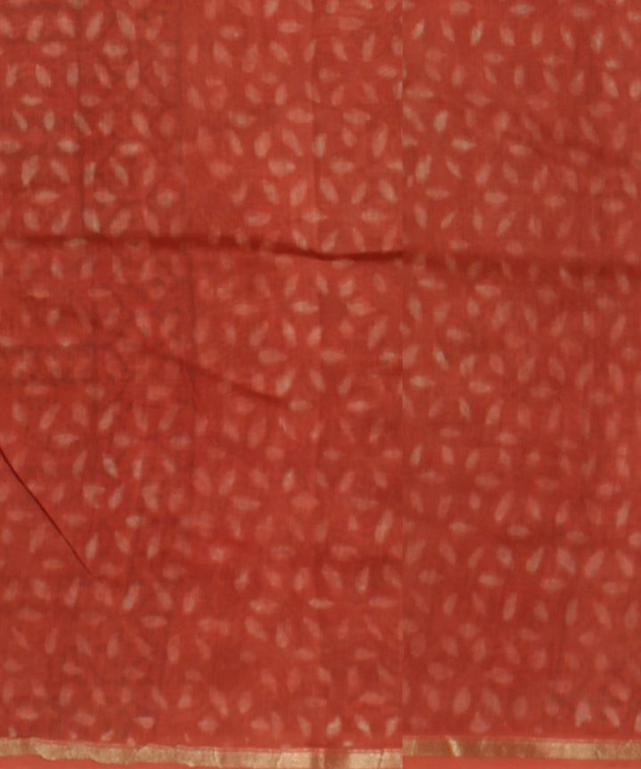 Beige pink chanderi block print cotton silk saree