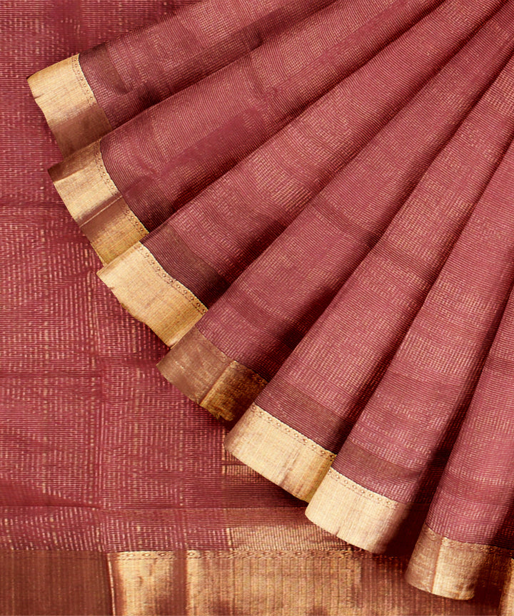 Maroon maheshwari cotton silk hand loom saree