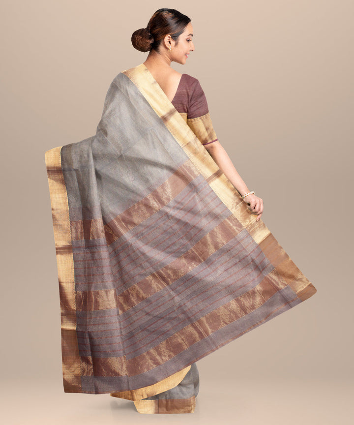 Sky blue violet maheshwari handloom cotton silk saree