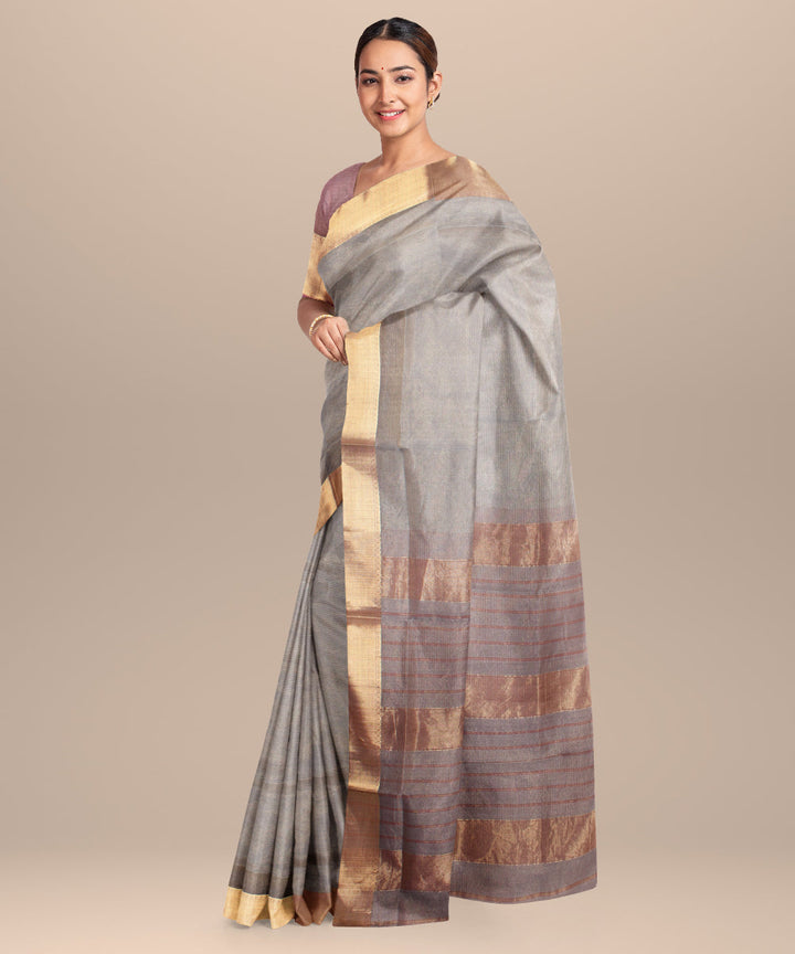 Sky blue violet maheshwari handloom cotton silk saree
