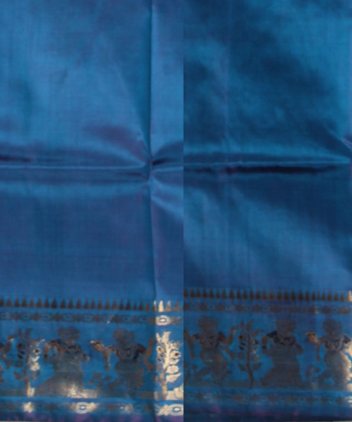 Royal blue golden zari handwoven meenakari baluchari silk saree