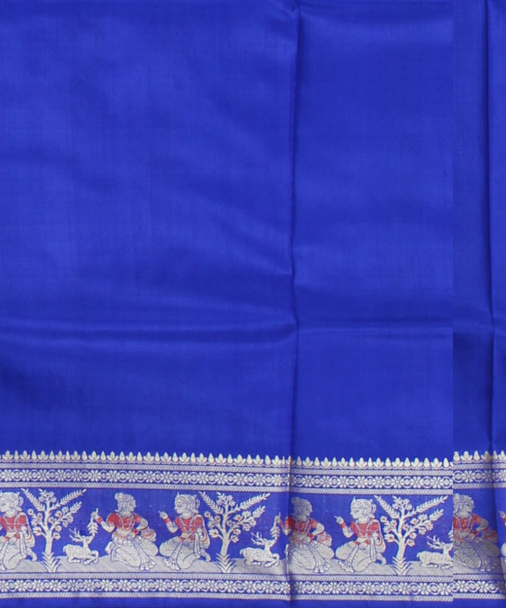 Royal blue white handwoven meenakari baluchari silk saree