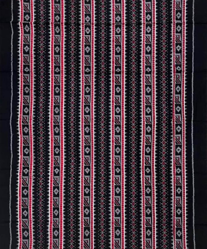 3pc Black red handwoven cotton double ikat sambalpuri dress material