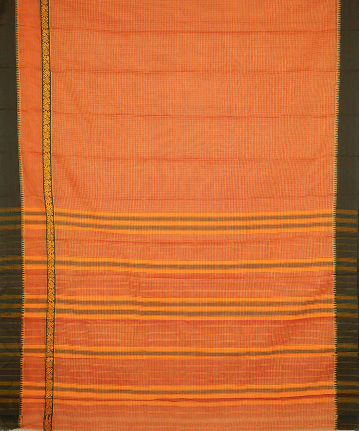 Light orange cotton handwoven narayanapet saree