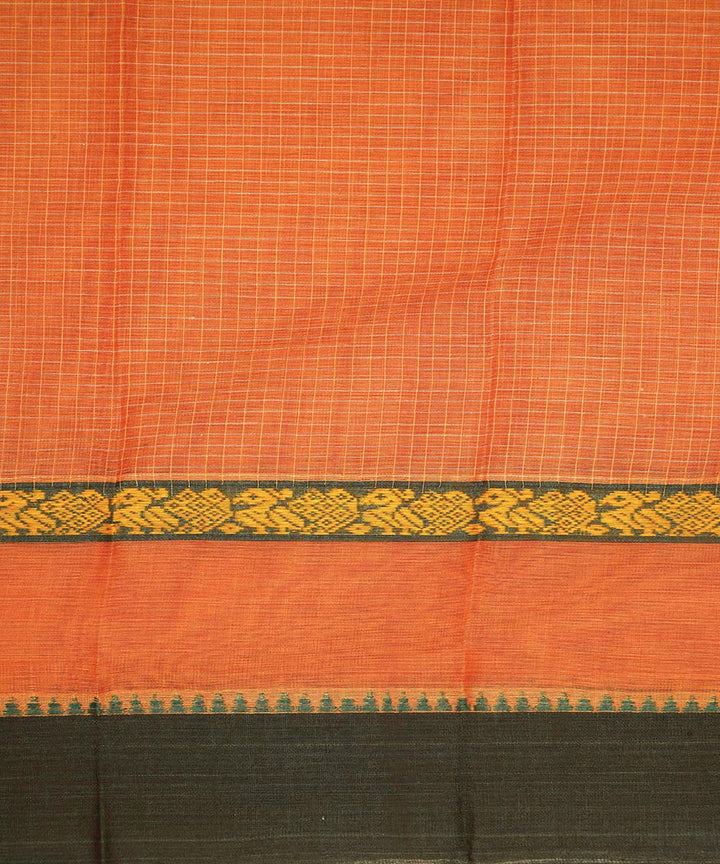 Light orange cotton handwoven narayanapet saree