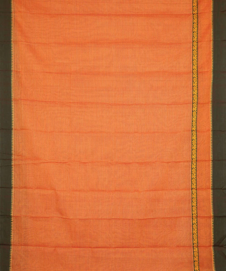 Light orange cotton handwoven narayanapet saree