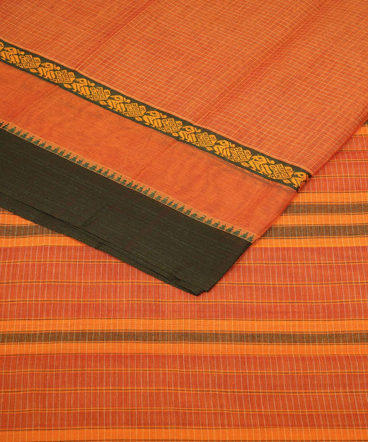 Light orange cotton handwoven narayanapet saree