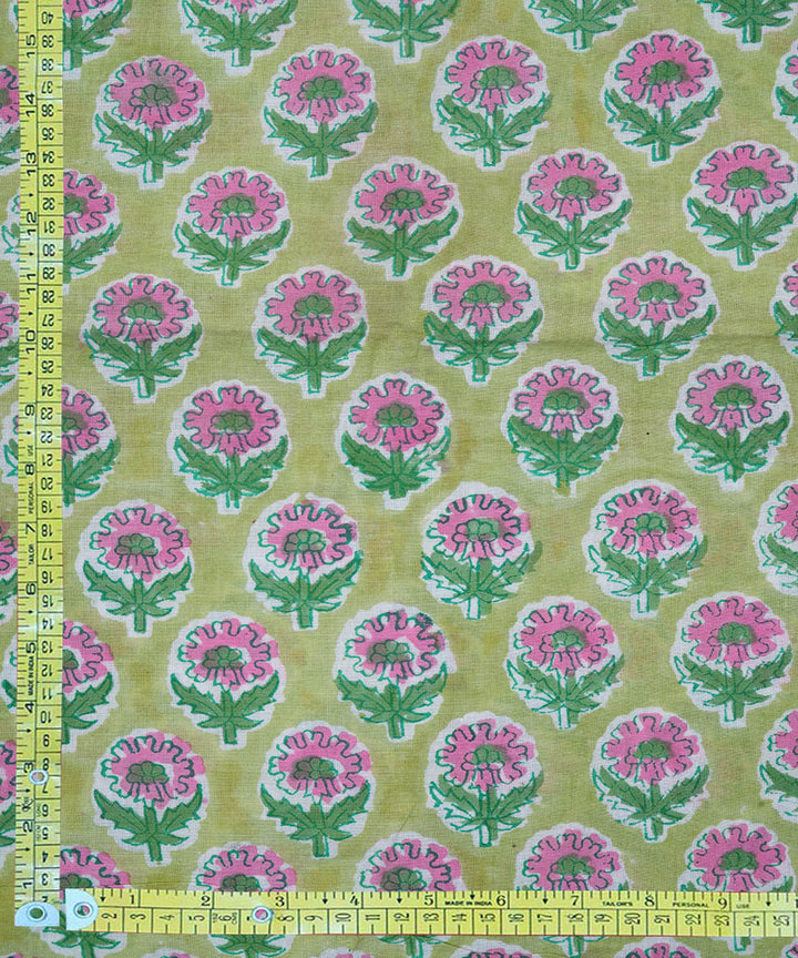 Light green hand block print cotton sanganeri fabrics