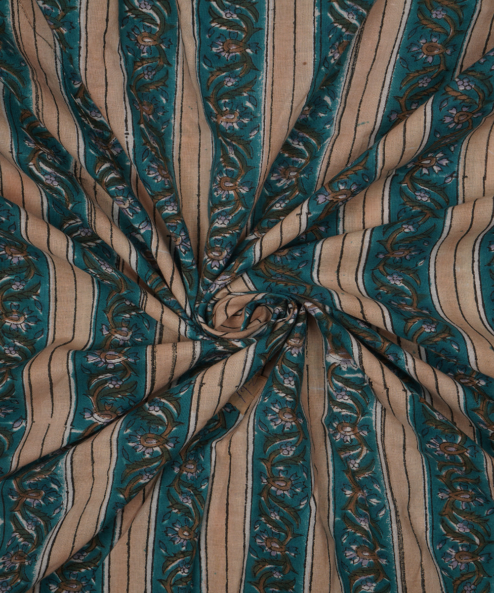 2.5m Dark green handblock print cotton sanganeri kurta material