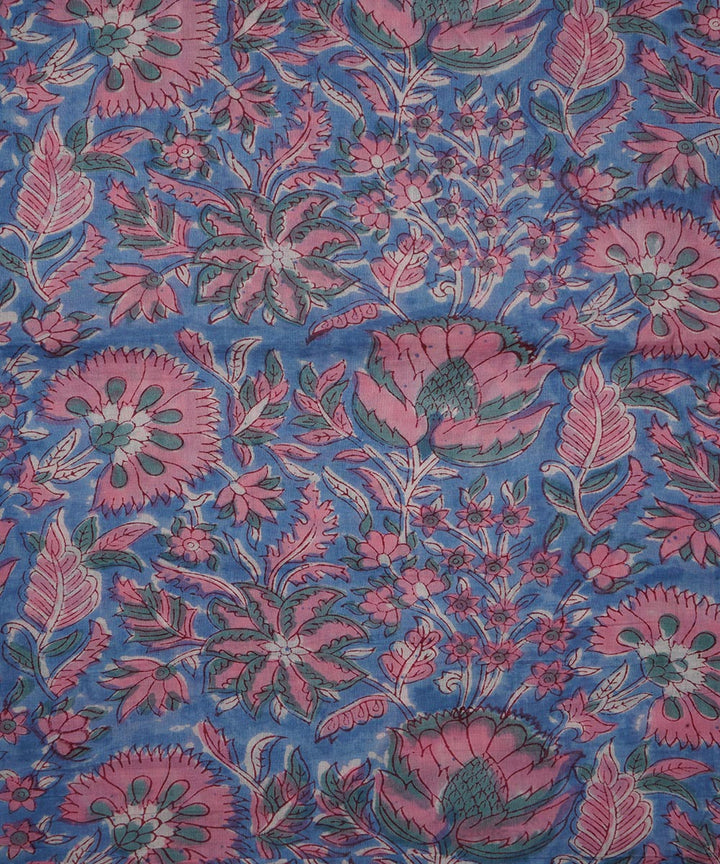 0.65m Blue handblock print cotton sanganeri fabrics
