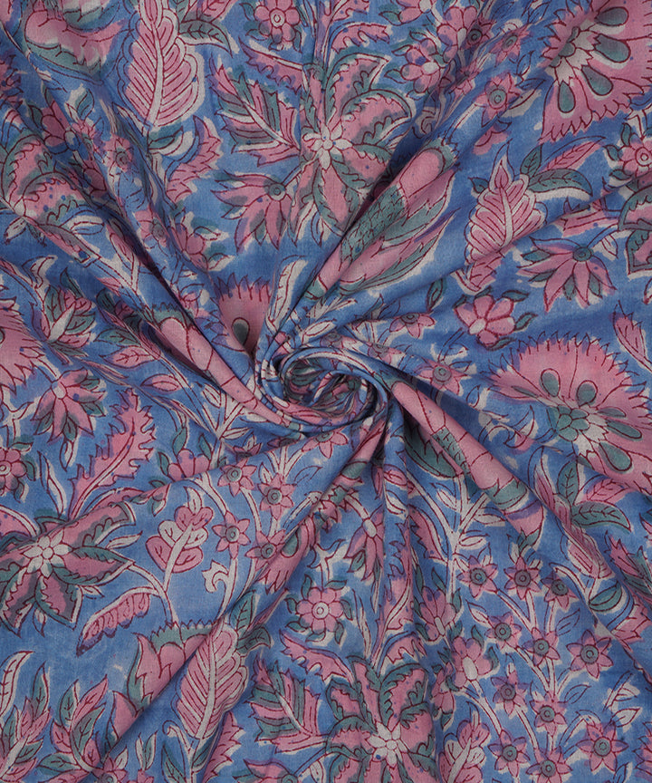 0.65m Blue handblock print cotton sanganeri fabrics