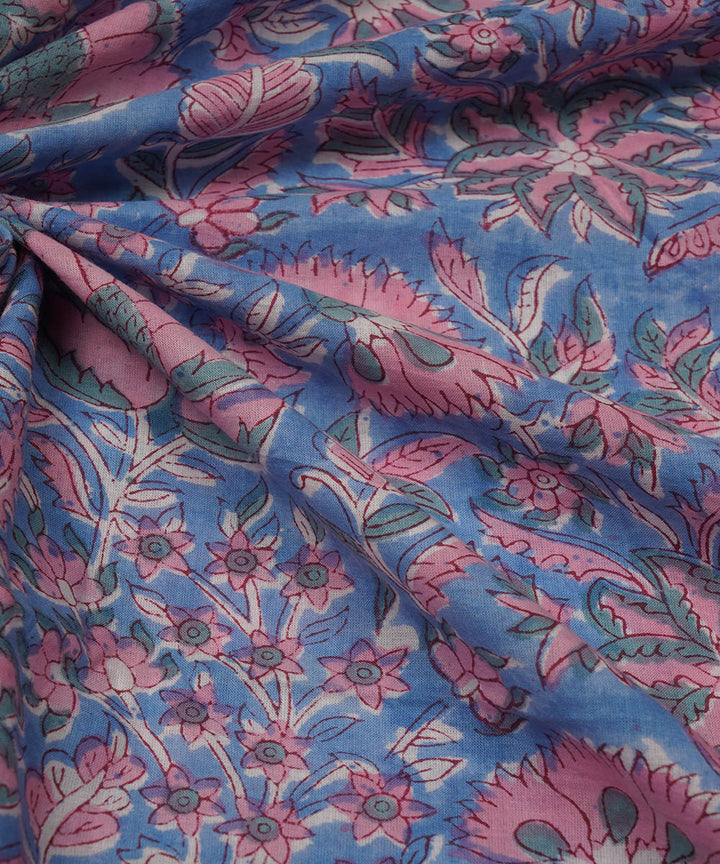 0.65m Blue handblock print cotton sanganeri fabrics