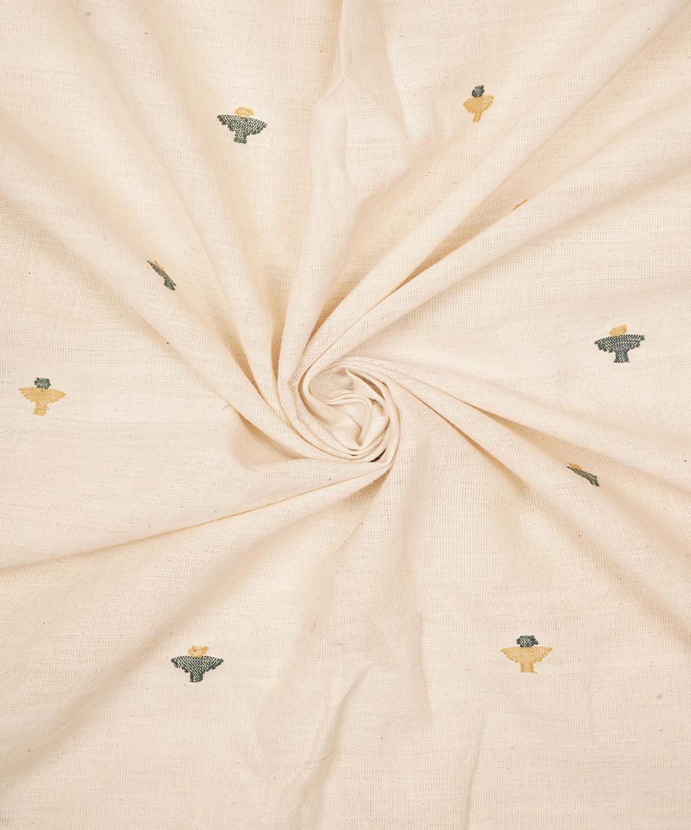 Maroon - Srikakulam Jamdani Buti Pure Handloom Cotton Fabric