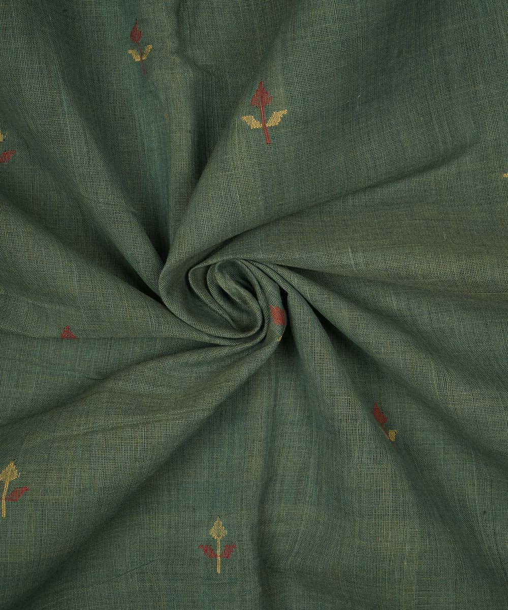 Dark Green - Handloom Cotton Srikakulam Jamdani Dupatta 08