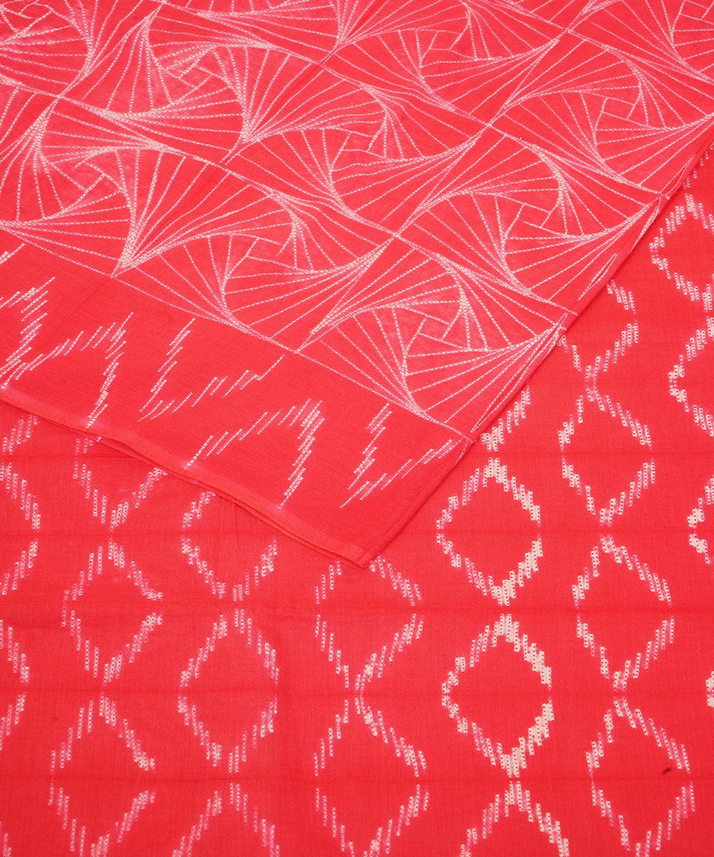 Pink handcrafted cotton shibori saree