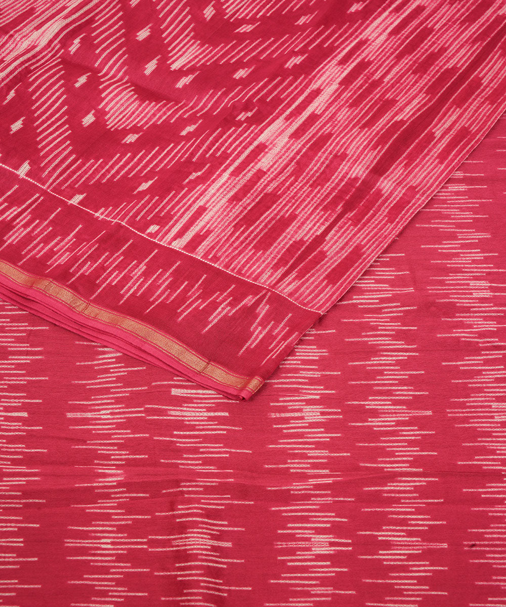 Dark pink handcrafted cotton silk shibori saree