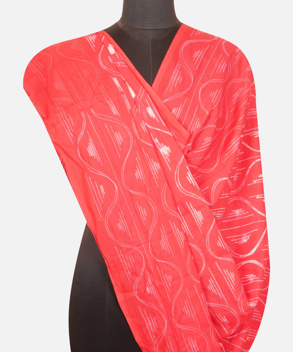 Red hand crafted cotton shibori dupatta