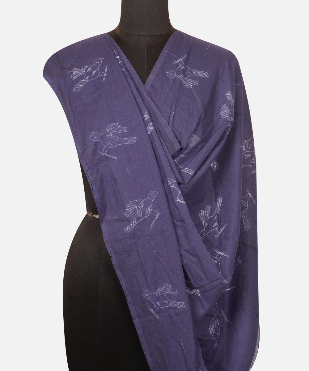 Blue handcrafted cotton shibori dupatta