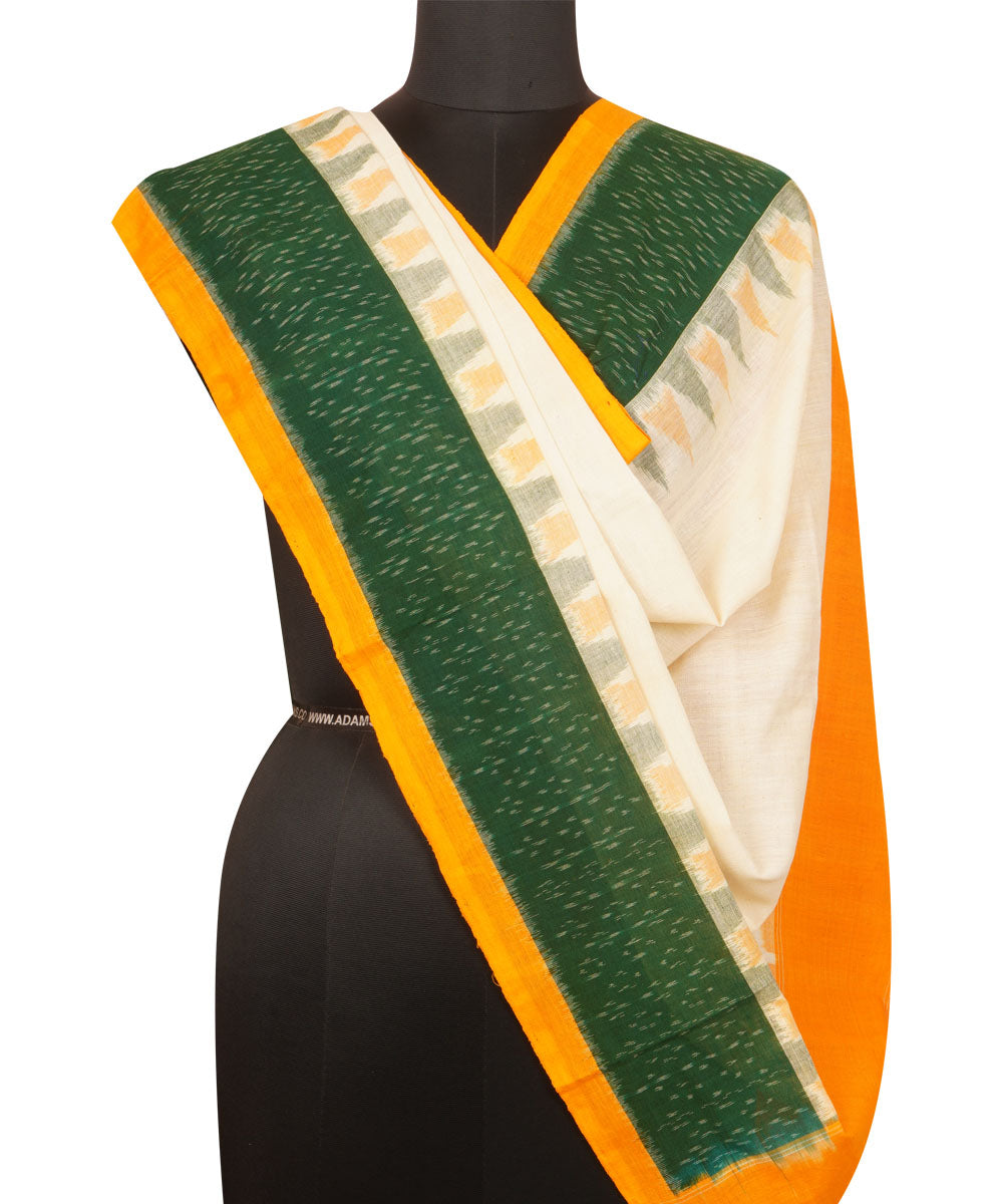 Yellow - Pochampally Ikat Weave Cotton Kurta with Palazzo & Dupatta Set