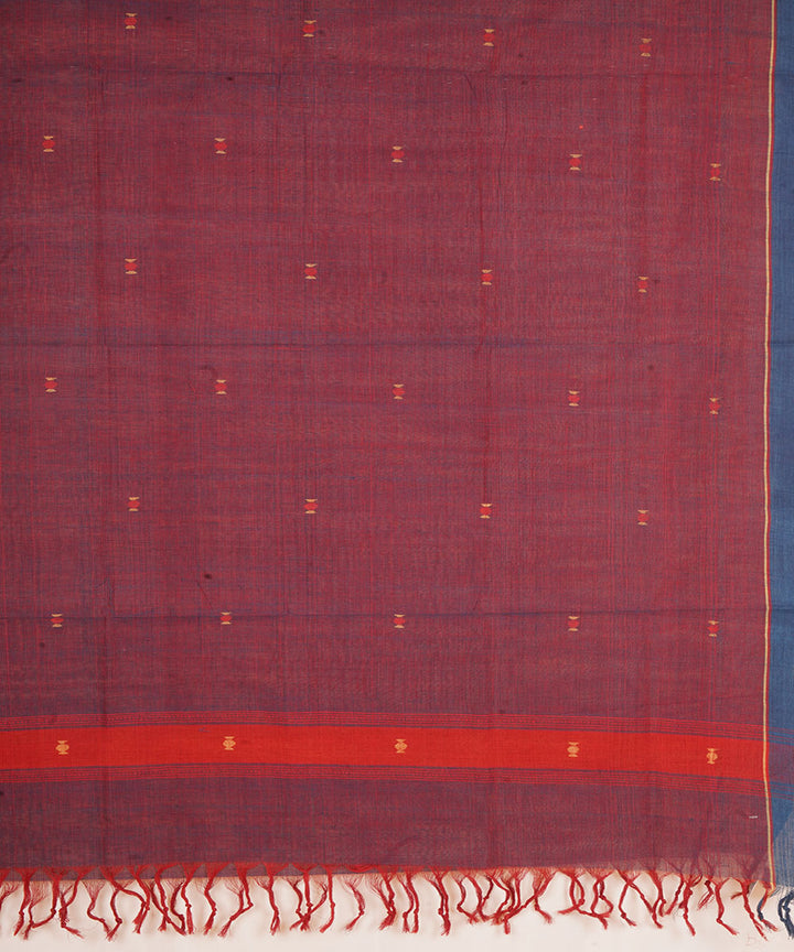 Maroon natural dye cotton handwoven srikakulam jamdani dupatta
