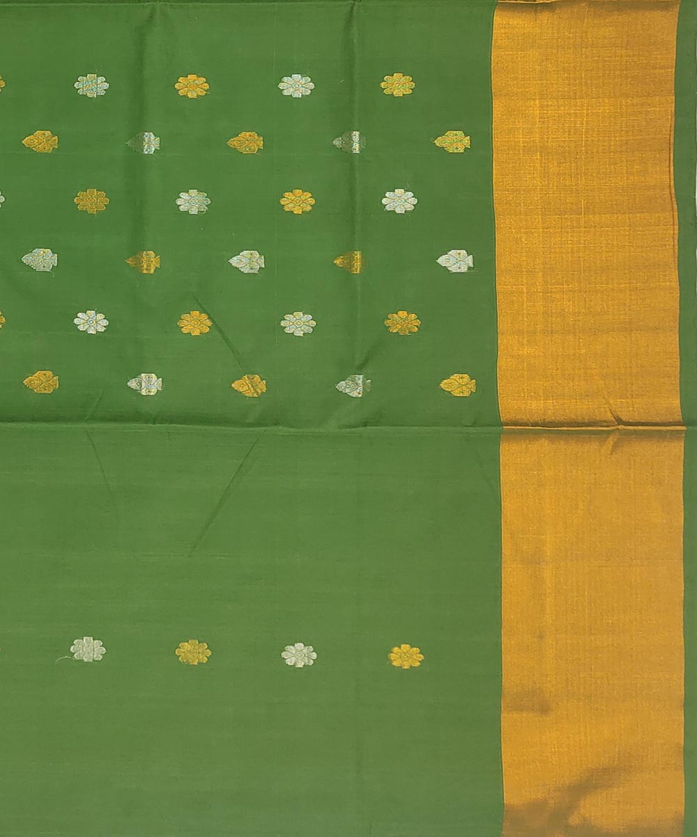 Dark green handwoven venkatagiri cotton saree