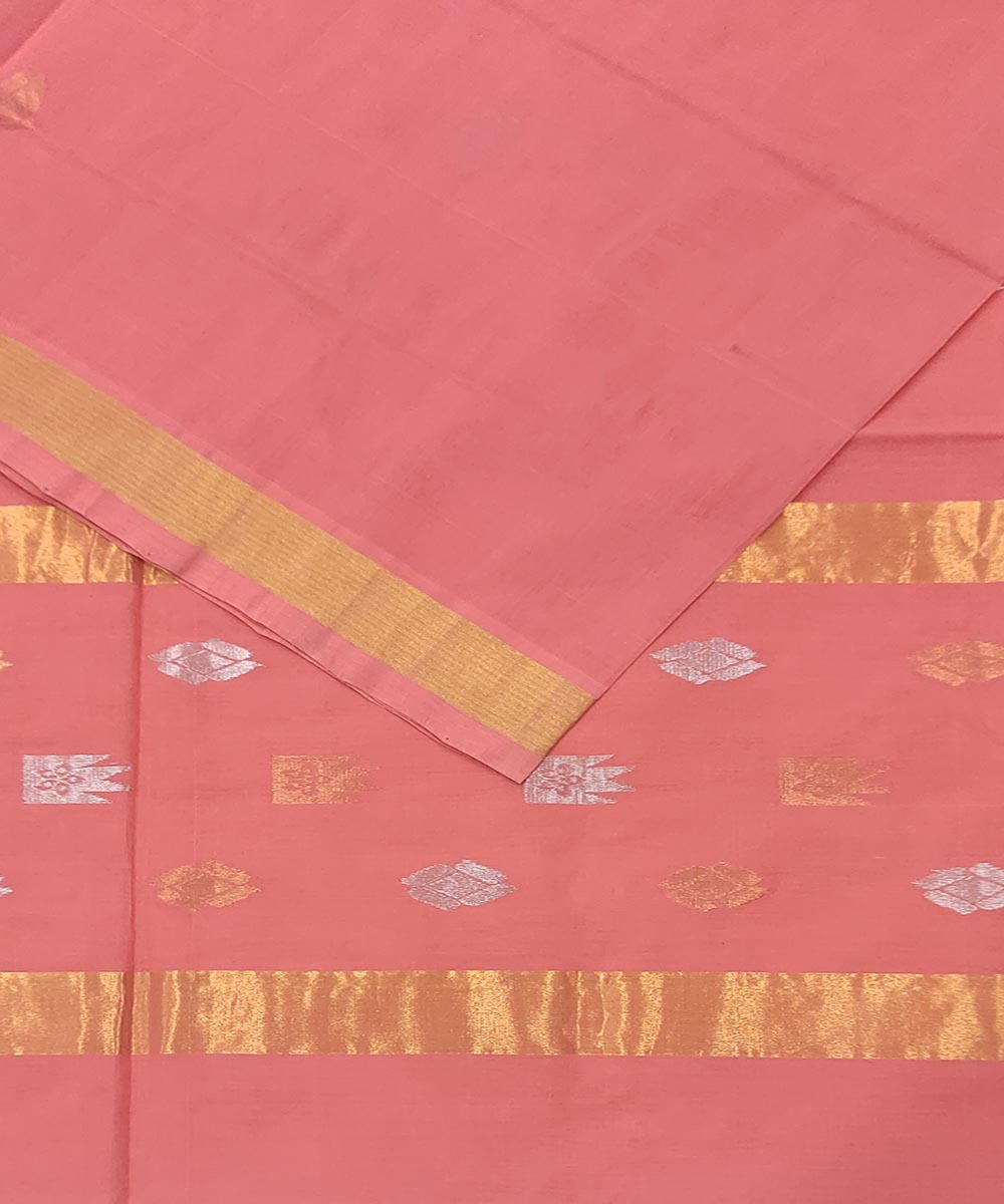 Pink handwoven venkatagiri cotton saree