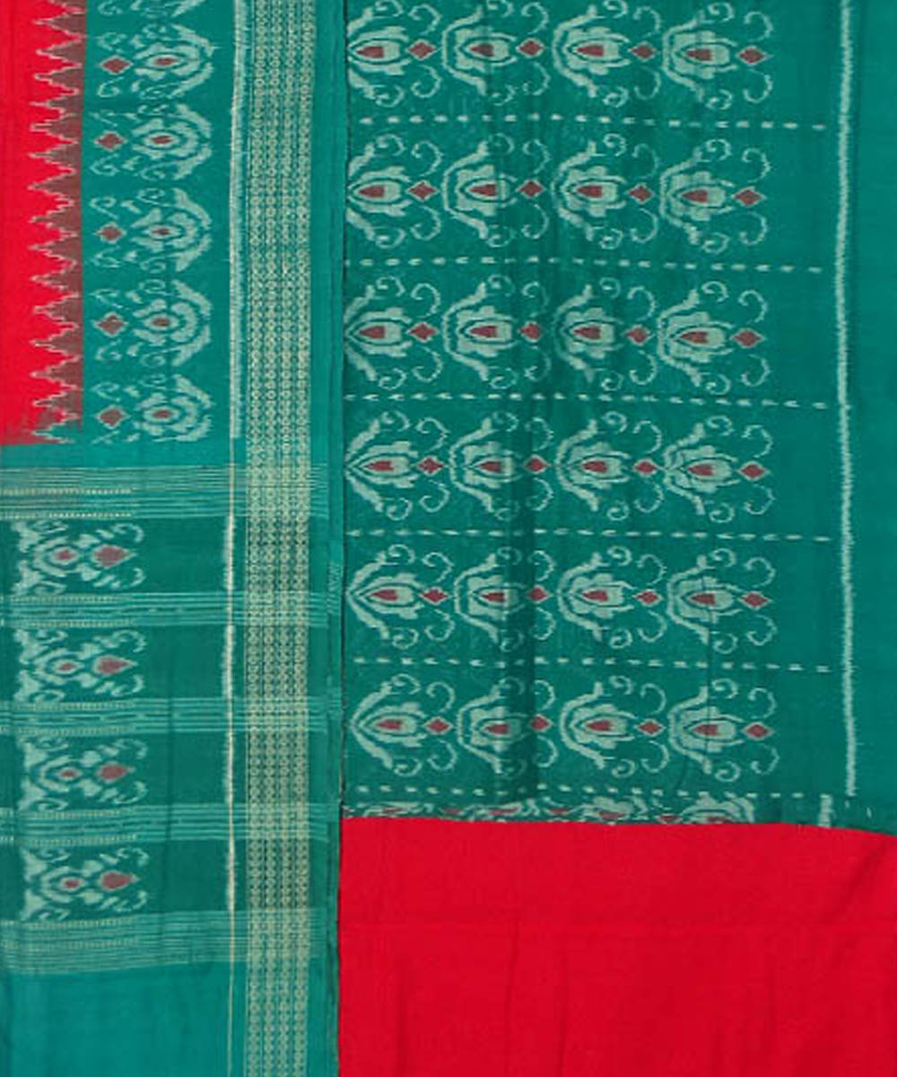 3pc Green red handwoven sambalpuri ikat cotton dress material – GoSwadeshi