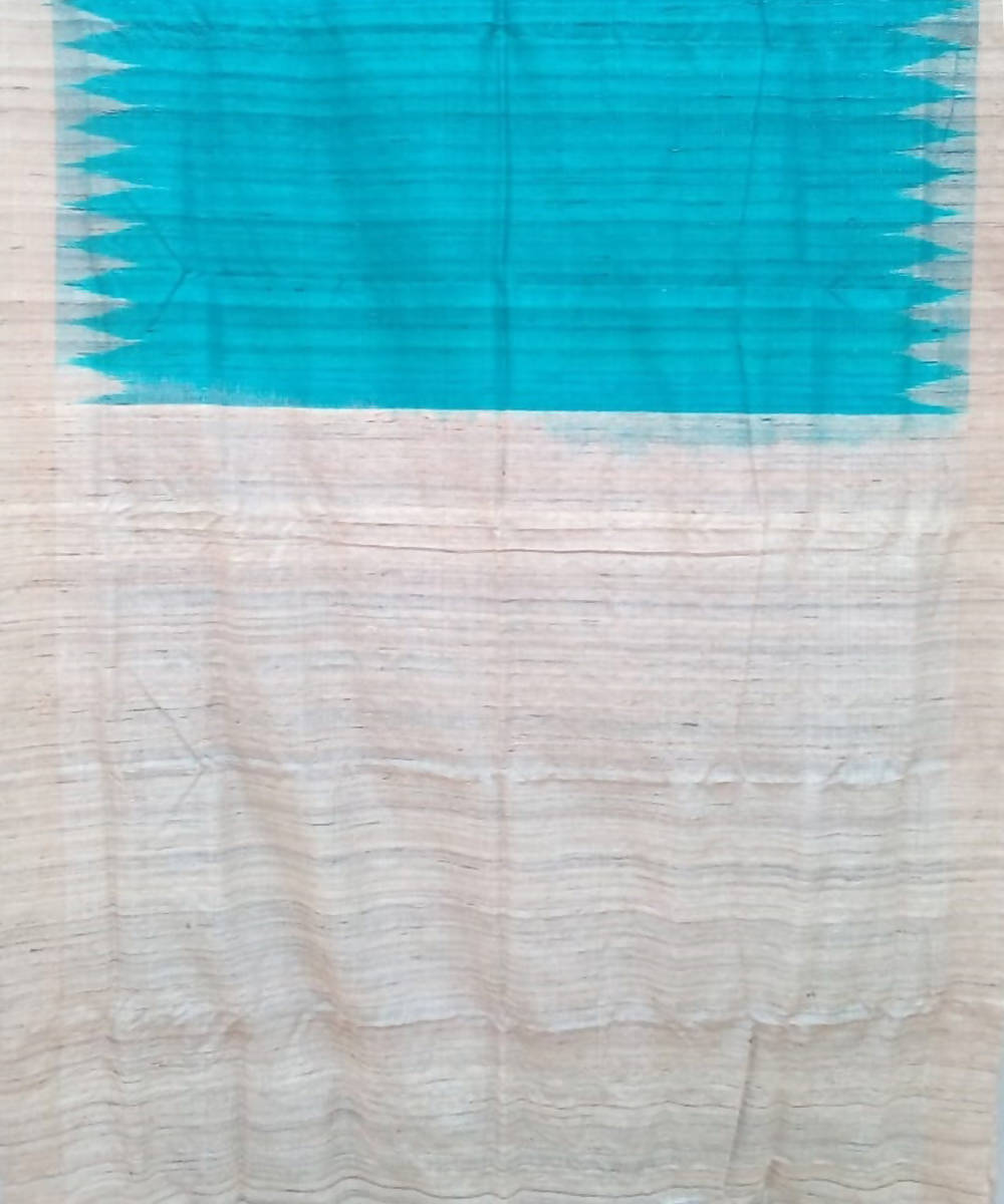 Skyblue cream handwoven gopalpur tussar silk saree